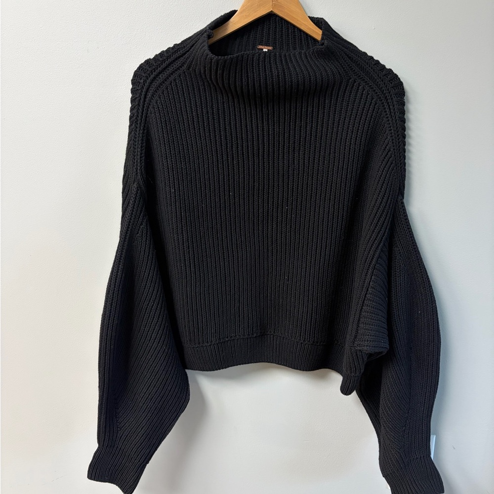 Free People Black Cowl Neck Sweater